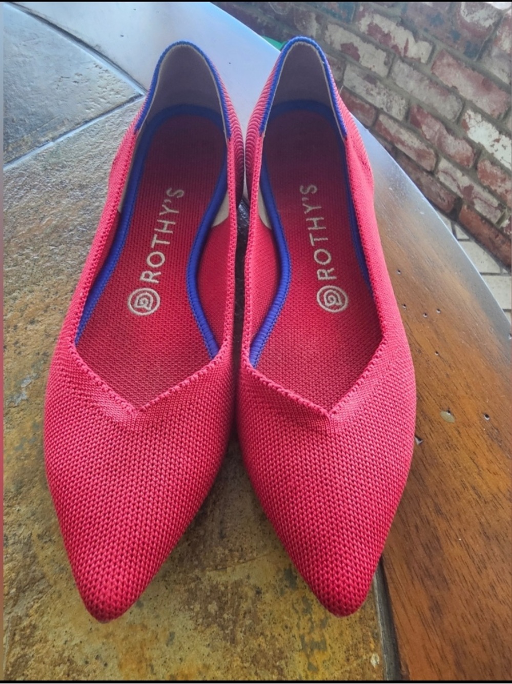 Rothy's Red Pointed Knit Flats